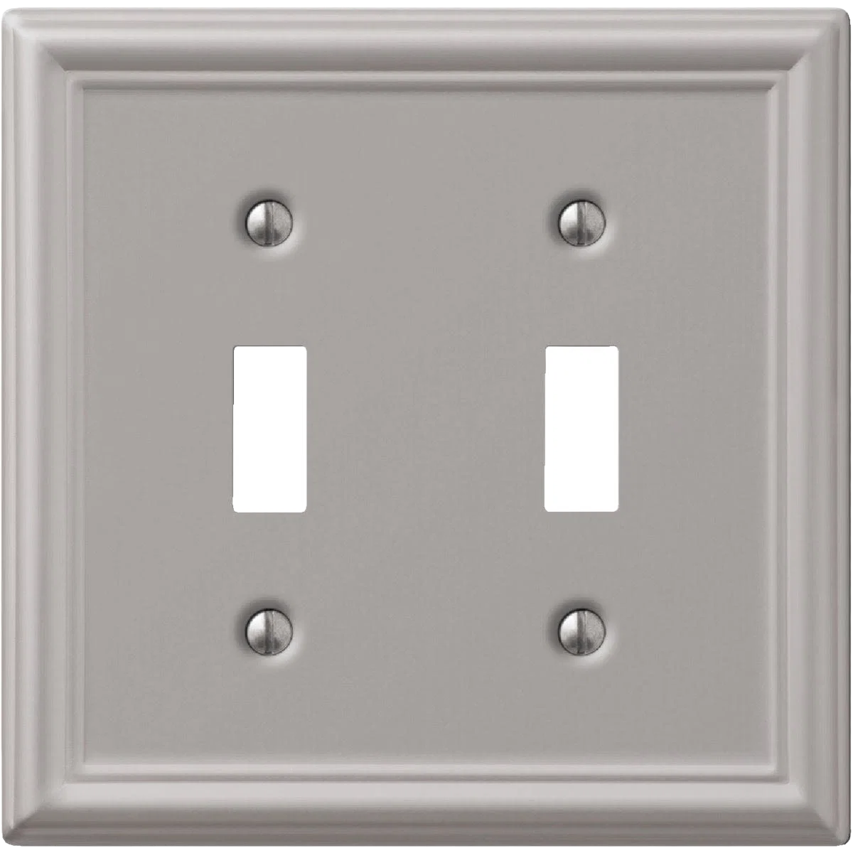 Organic Amerelle 2-Gang Brushed Nickel Chelsea Stamped Steel Toggle Switch Wall Plate Traditional