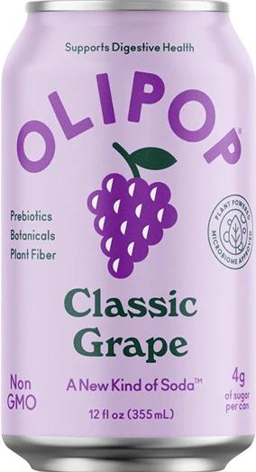 Carefully Designed Olipop Classic Grape Prebiotic Soda 12 oz. Genuine