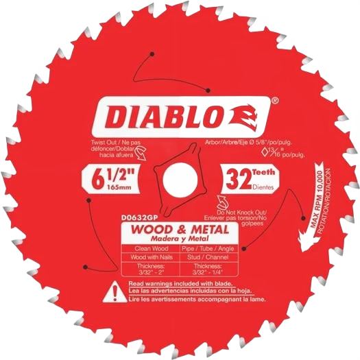Prestigious Diablo 6-1 2-In. 32-Tooth Wood Metal Carbide Saw Blade Fine