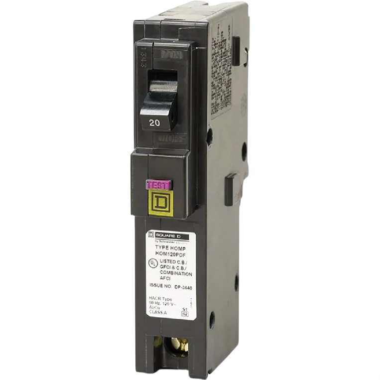 Functional Square D Homeline 20A Single-Pole CAFCI Plug-On Neutral Dual Function Circuit Breaker User-Friendly