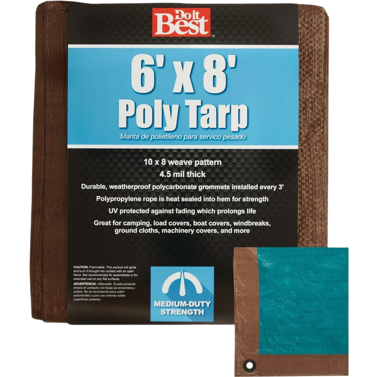 Sustainable Do it Brown Green Medium Duty Poly Tarp 6 Ft. x 8 Ft. Reusable