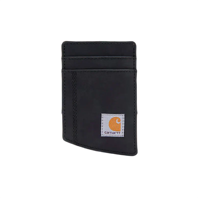 Enhanced Carhartt Black Saddle Leather Front Pocket Wallet First-Class