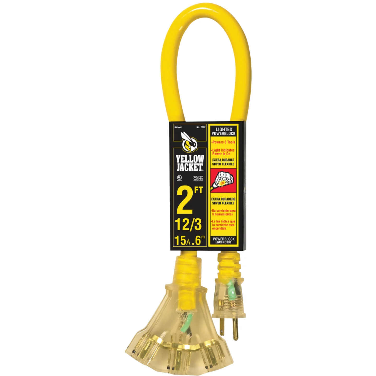 Modern Yellow Jacket 12 3 Contractor Grade Power Block Extension Cord 2 ft. Comfortable