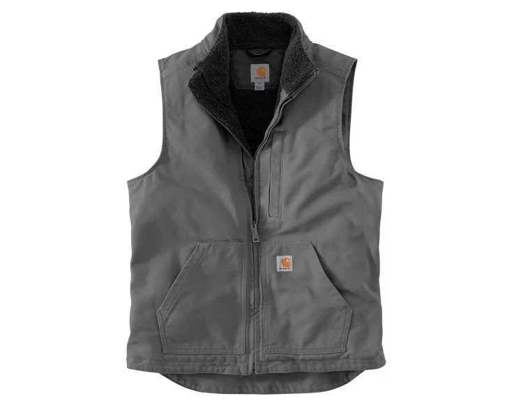 Sophisticated Carhartt Men’s Tall 3X Gravel Washed Duck Sherpa Lined Mock Neck Vest Outstanding