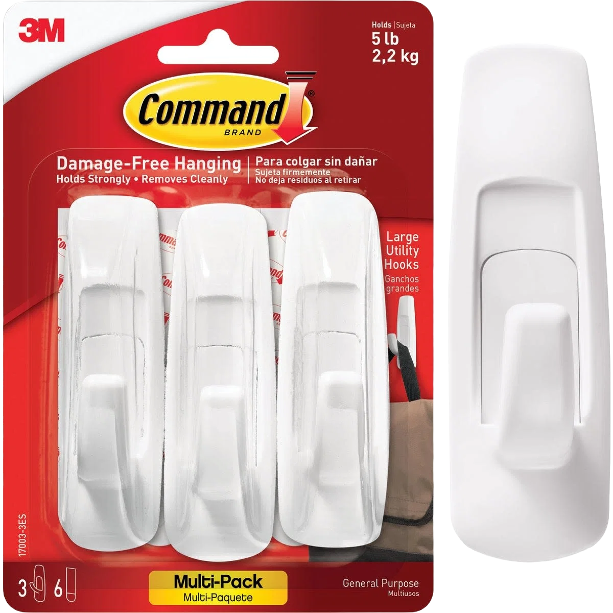 Unique 3M Command Large Utility Adhesive Hook 3-Pack Elite