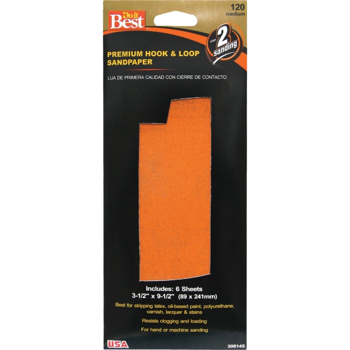 Efficient Do it 3-1 2 x 9-1 2 120-Grit Medium Premium Hook Loop Sandpaper 6-Pack Convenient