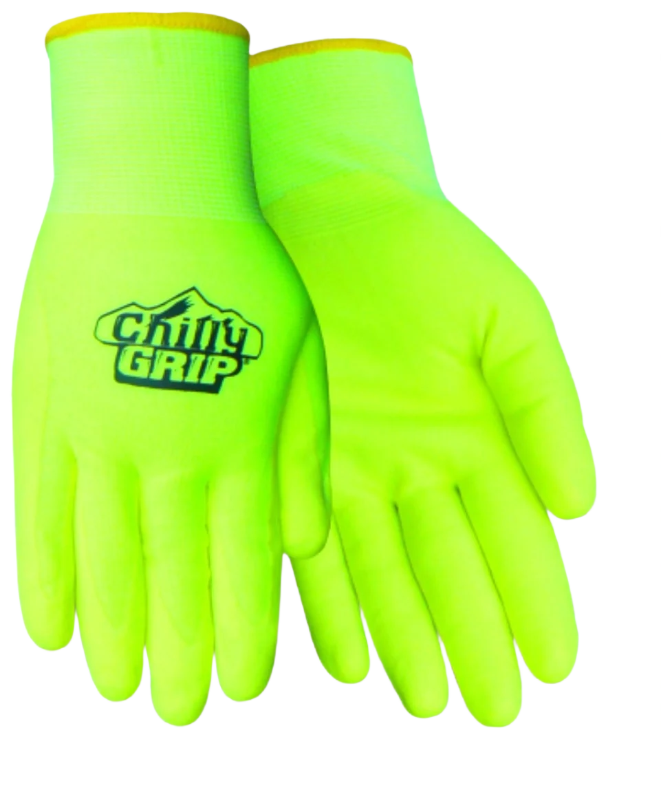 Certified Red Steer Large Bright Yellow Chilly Grip Water Resistant Work Gloves Fine