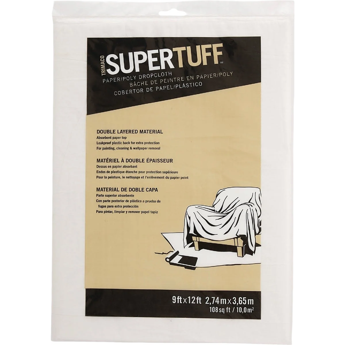 Artisan Trimaco SuperTuff White 2-Ply Paper Poly Drop Cloth 9 x 12 ft. Crafted