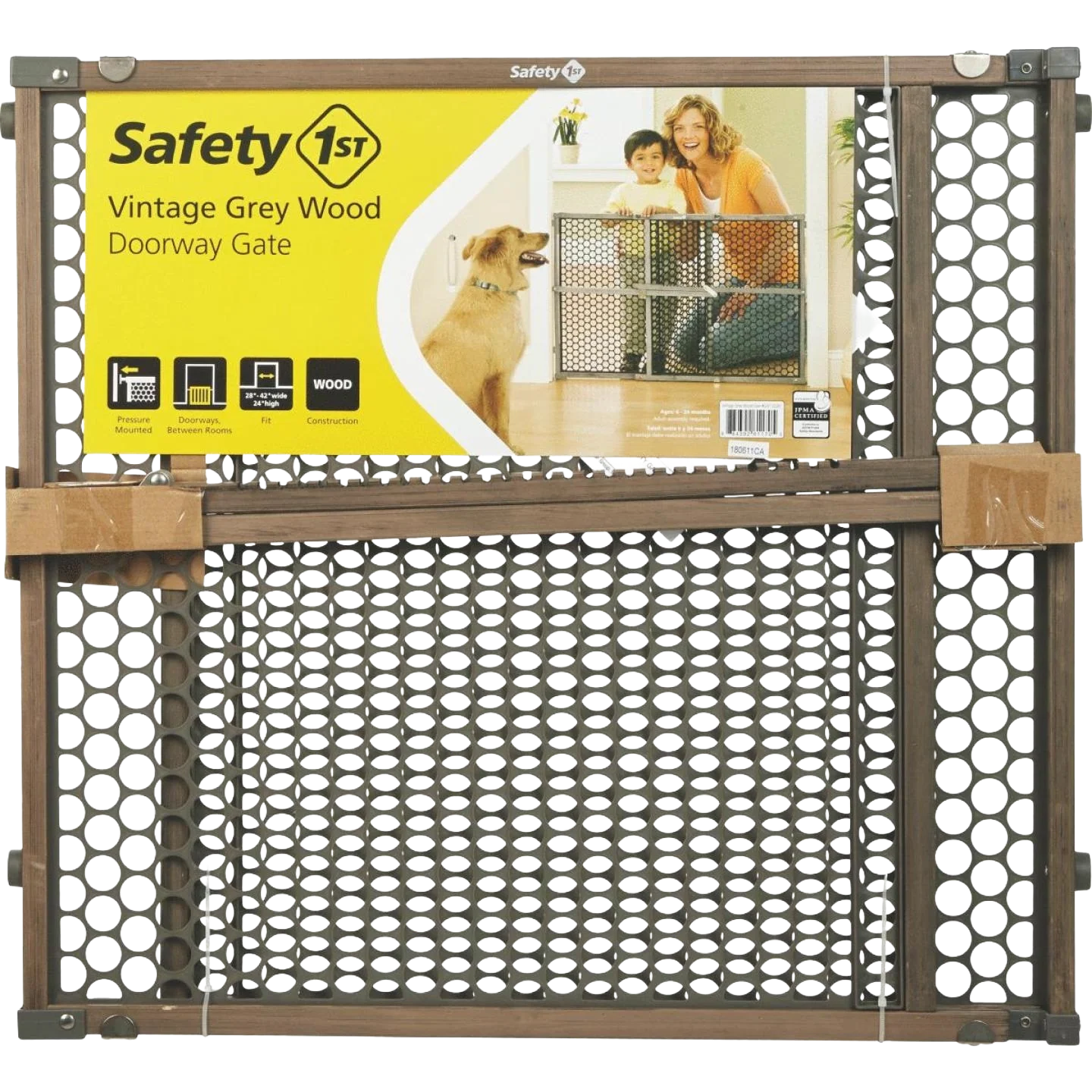 Stylish Safety 1st Vintage Gray Wood Doorway Safety Gate 24 in. Natural