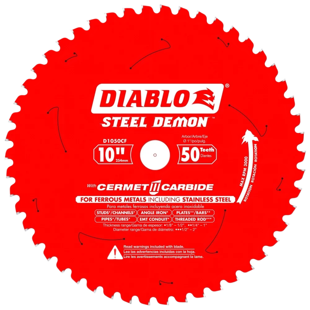 Safe Diablo 10-In. 50 Tooth Cermet II Metal Cutting Saw Blade Official