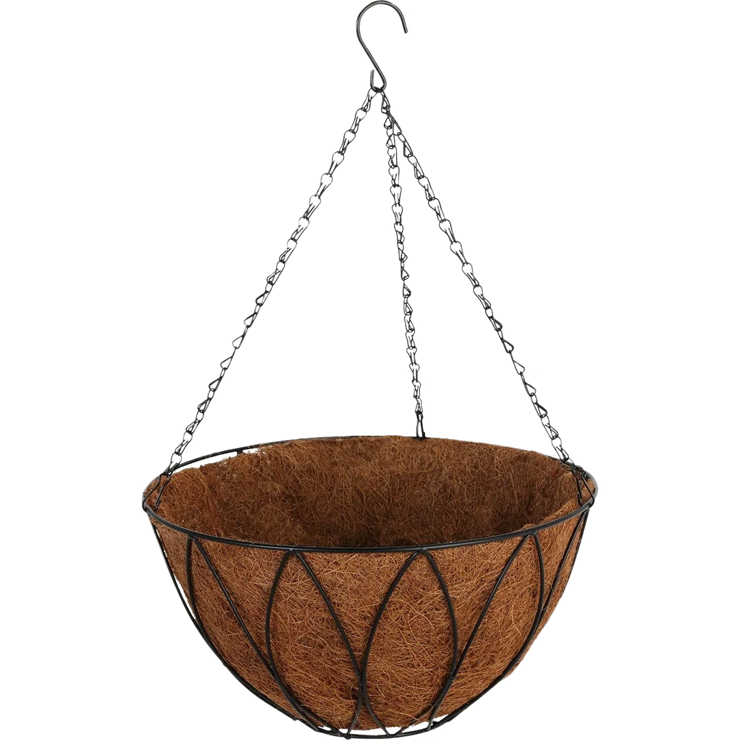 Pure Garden 14 Steel Rod Black Powder Coat Hanging Contemporary Plant Basket Carefully Designed