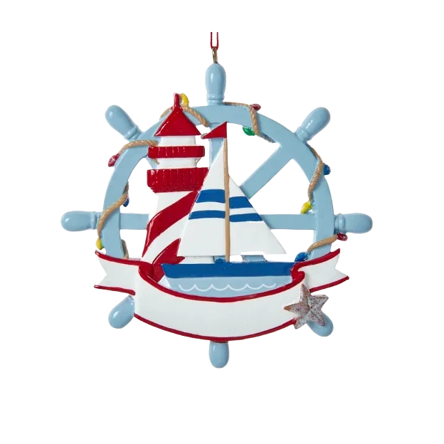 Detailed Kurt S. Adler Personalized Nautical Sailboat Ornament Certified