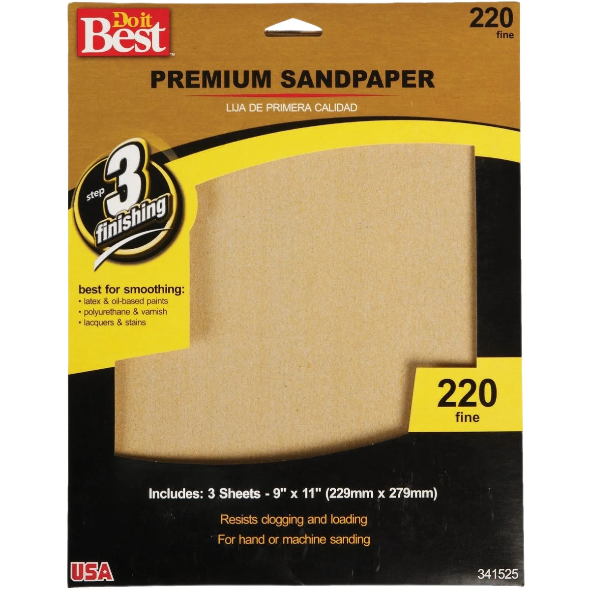 Official Do it 9 x 11 220-Grit Fine Premium Plus Sandpaper 3-Pack Comfortable