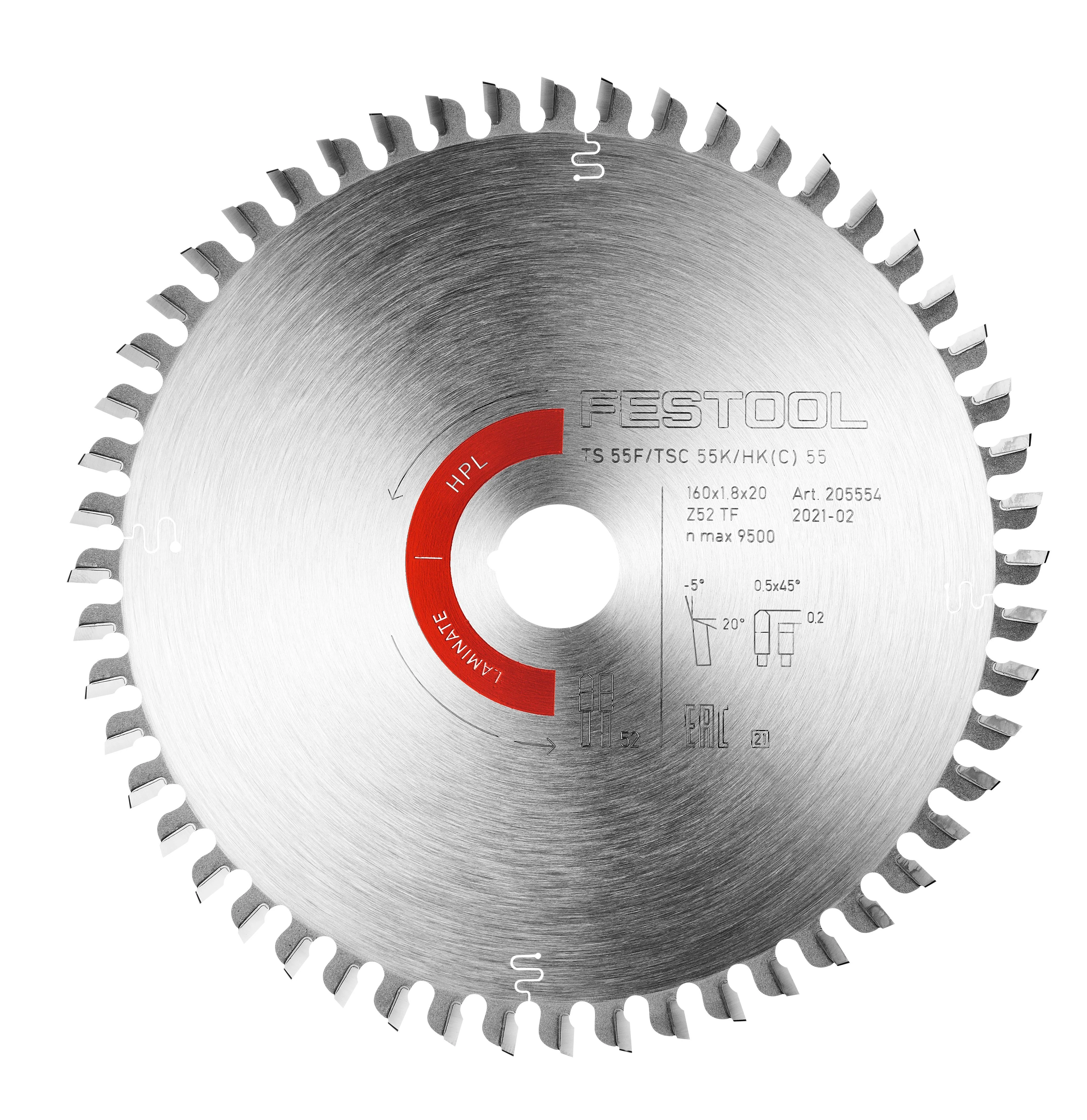 Official Festool 205562 Laminate HPL Saw Blade HW 160×1 8×20 TF52 L Authentic