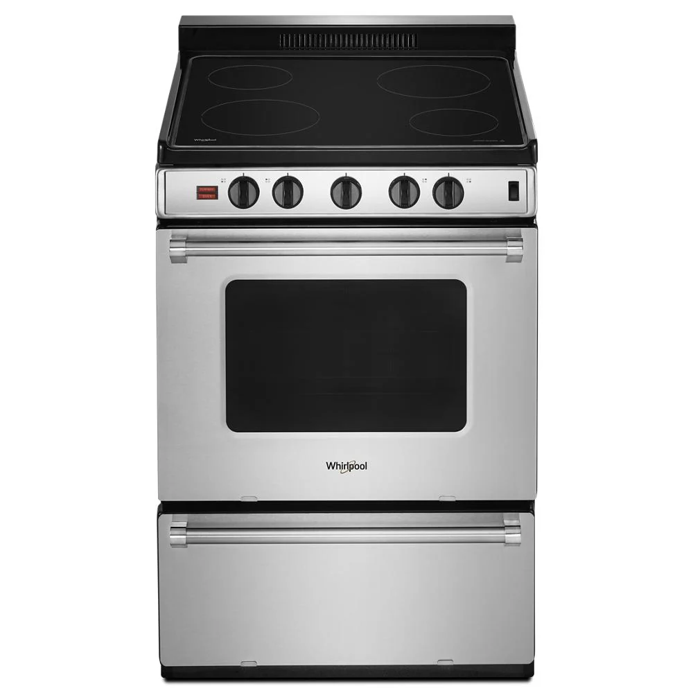 Fashionable 24-inch standing Electric Range with Upswept SpillGuard™ Cooktop World-Class