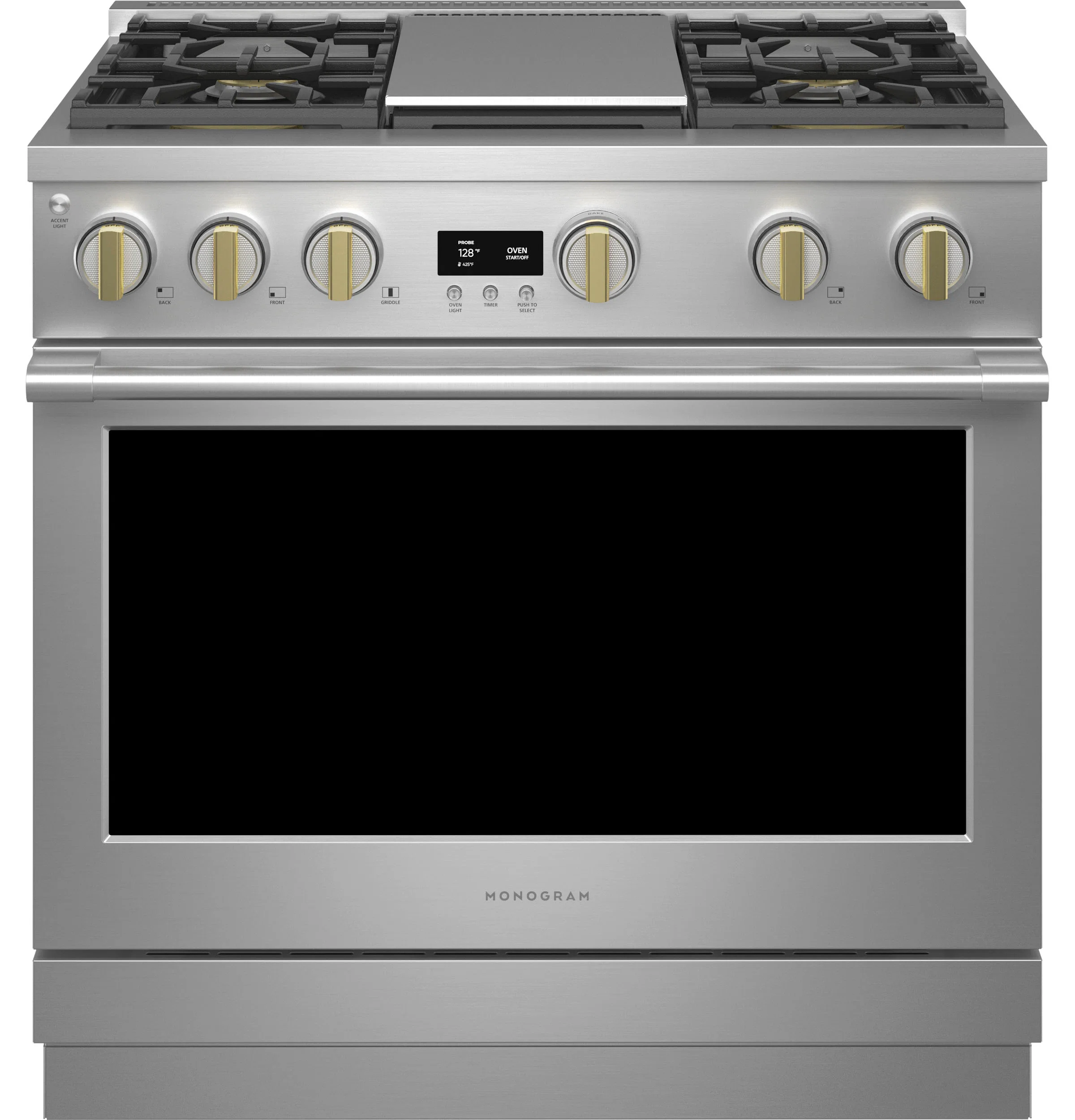 Modern Monogram 36 All Gas Professional Range with 4 Burners and Griddle Powerful