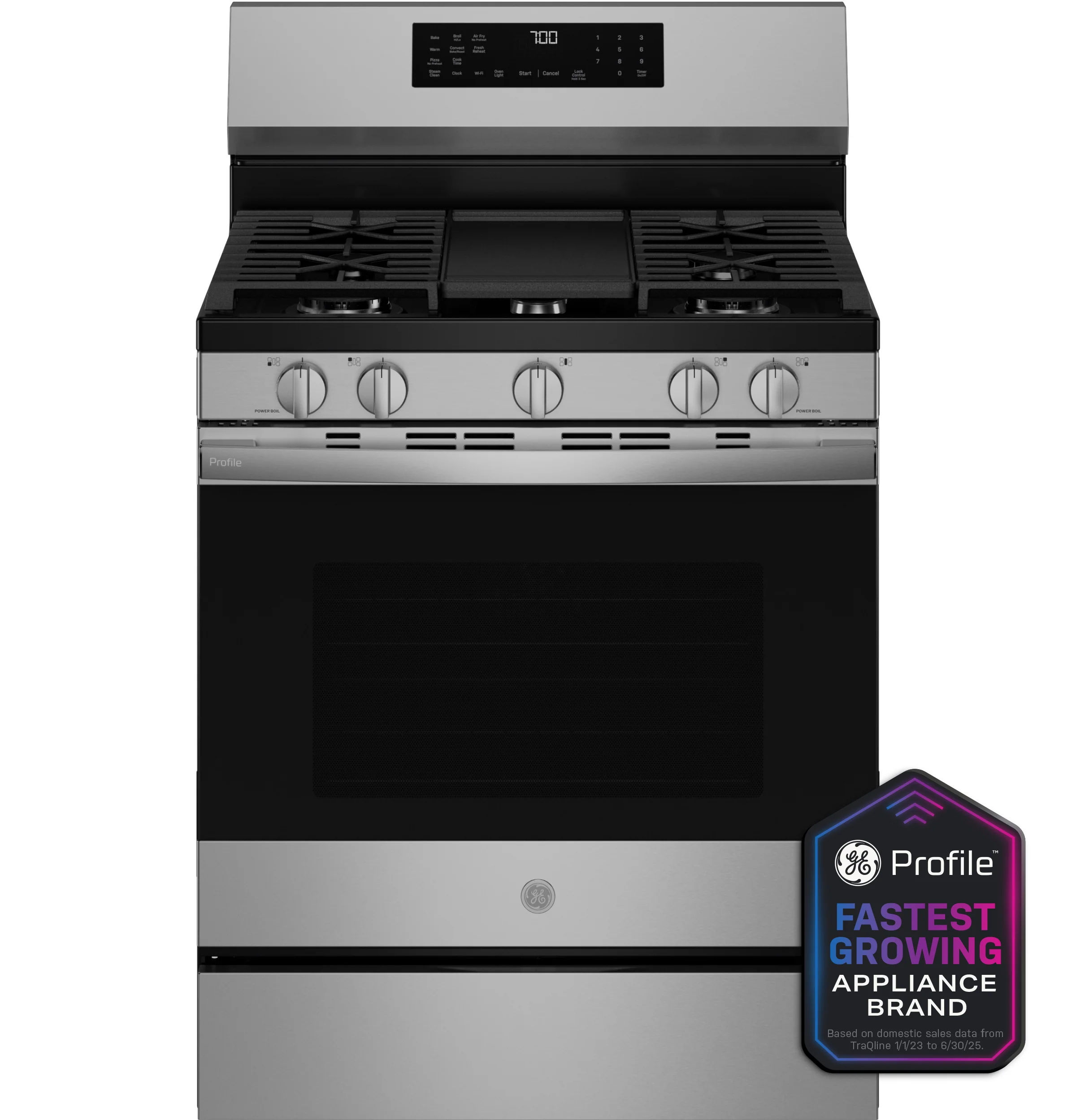 Modern GE Profile™ 30 Smart -Standing Gas Convection Range with No Preheat Air Fry and EasyWash™ Oven Tray Comfortable