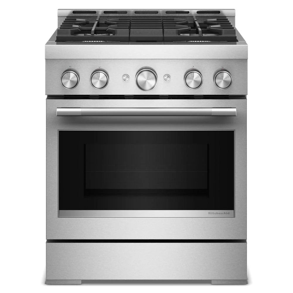 First-Class KitchenAid® 30-Inch 4 Burner Commercial-Style Gas Range with No Preheat Air Fry Mode Long-Lasting