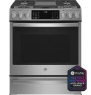 Expertly Made GE Profile™ 30 Smart Slide-In Front-Control Gas Fingerprint Resistant Range with No Preheat Air Fry Certified