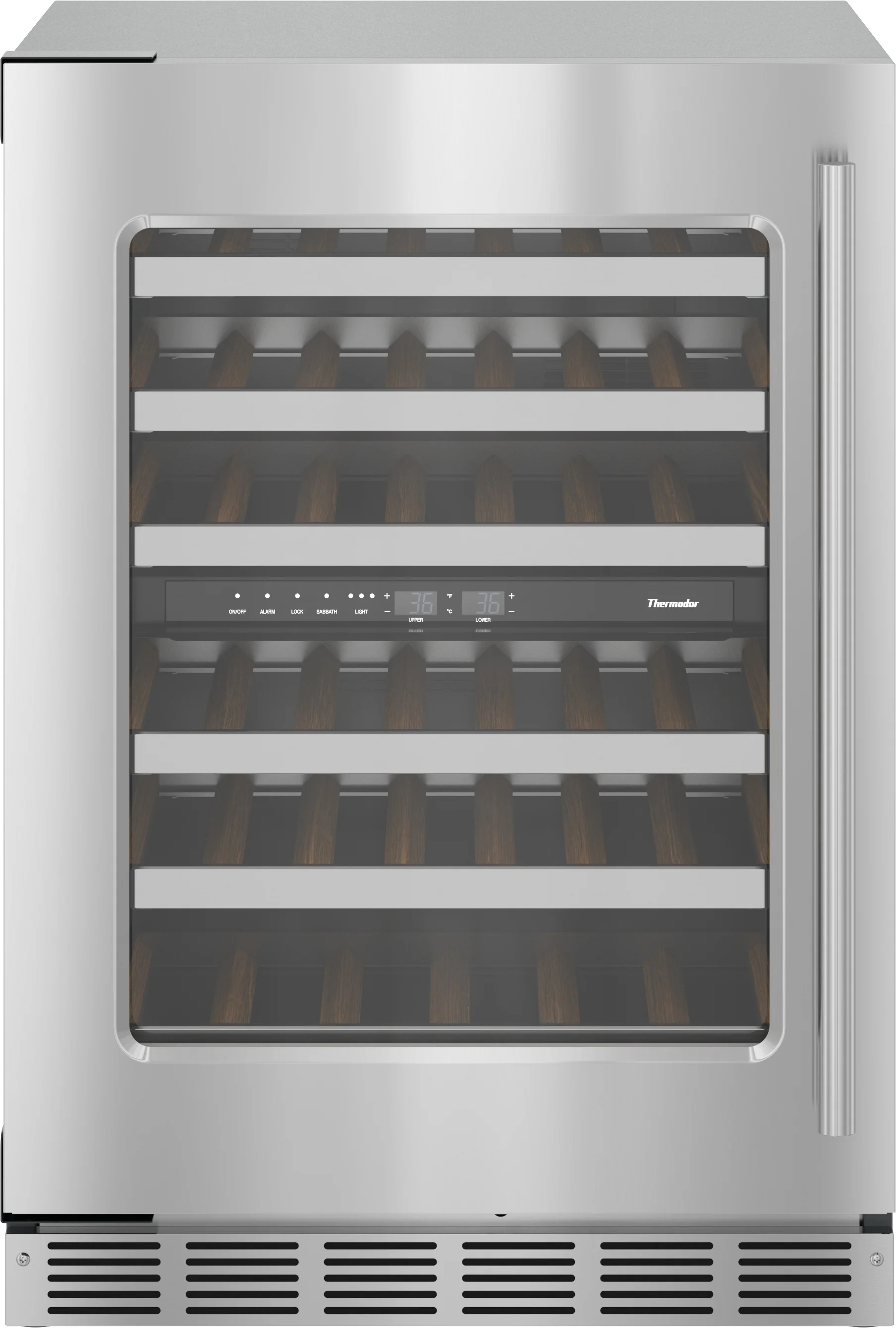 Secure dom® Under Counter Wine Cooler with Glass Door 24” Stainless Steel Left Hinge Organic