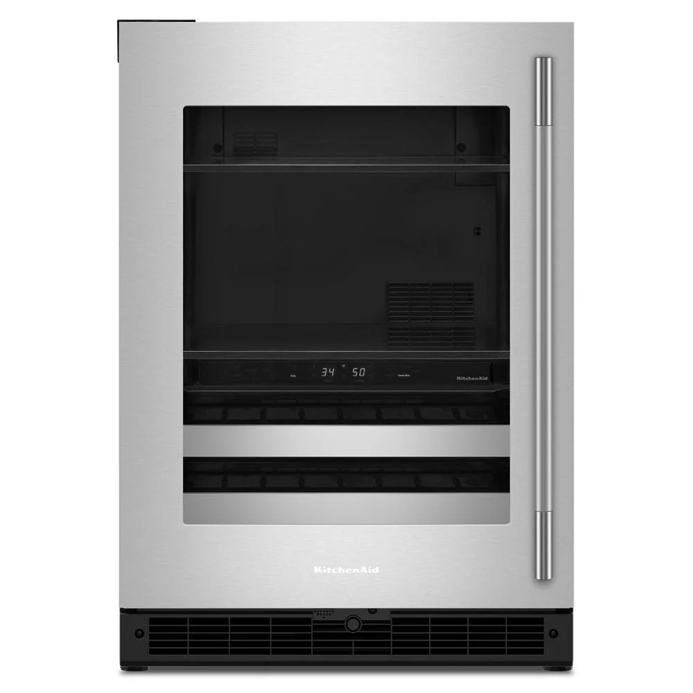 Certified 4.8 Cu. Ft. 24-Inch Beverage Center with 14-Wine Bottle Capacity and Metal-Front Racks in Stainless Steel High-End