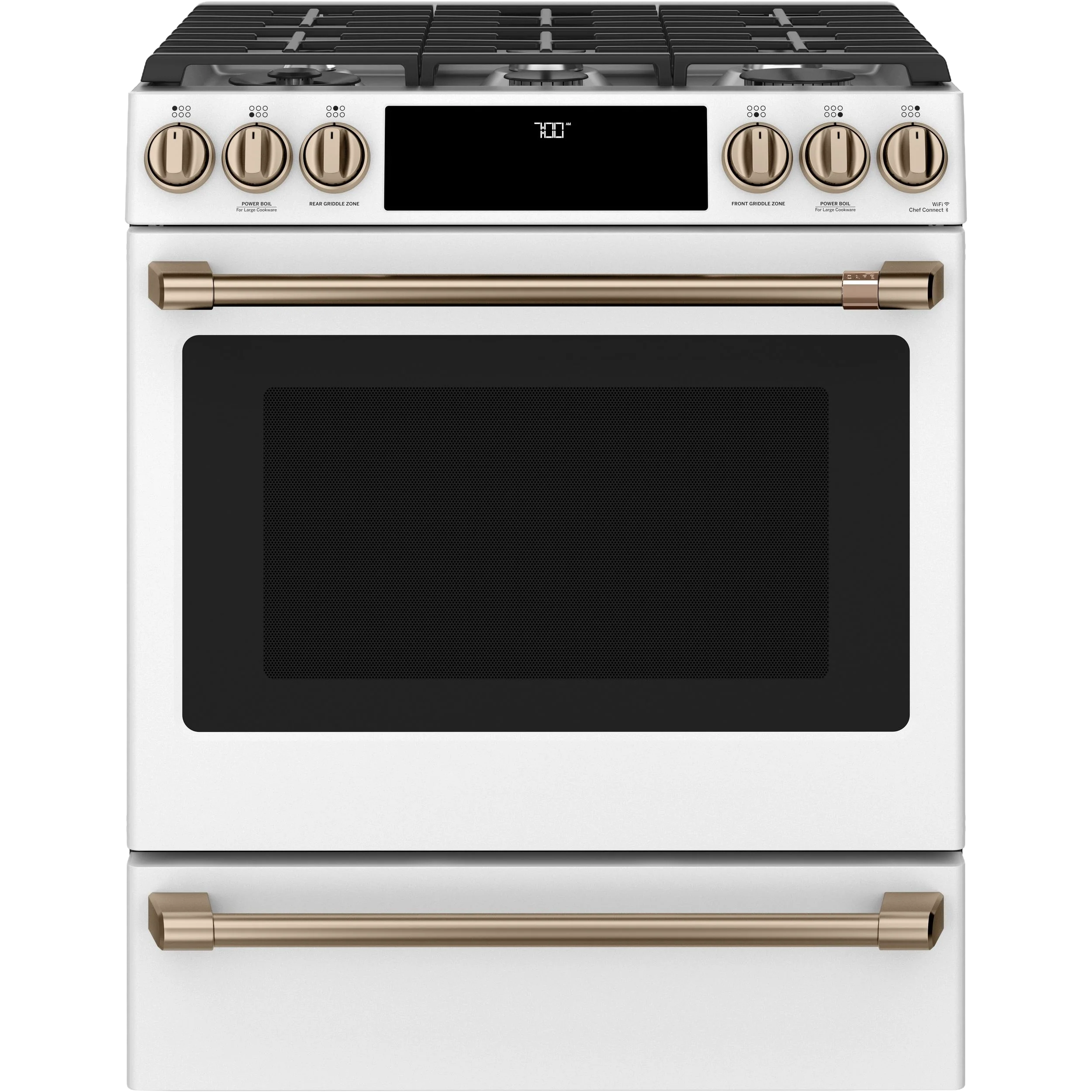 Convenient CAFÉ™ 30 Smart Slide-In Front-Control Gas Range with Convection Oven Comfortable