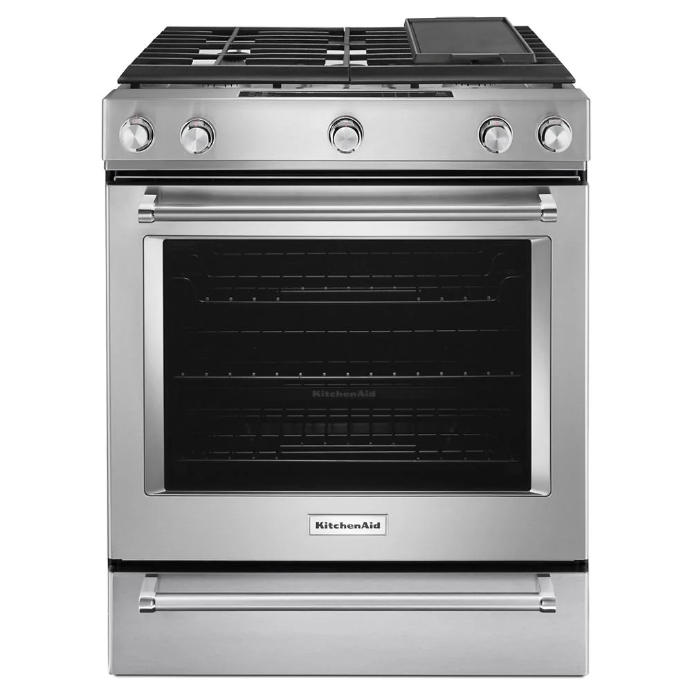 Solid 30-Inch 5 Burner Gas Convection Slide-In Range with Baking Drawer Next-Generation