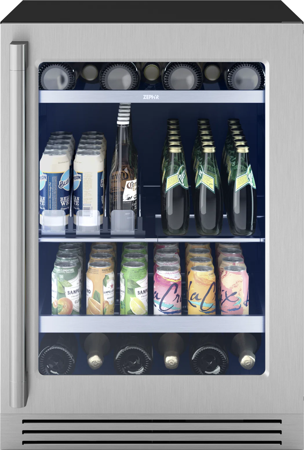 Reliable Presrv Pro Beverage Cooler 24in Under Cabinet SS Glass Reverse Door 1 Zone Natural