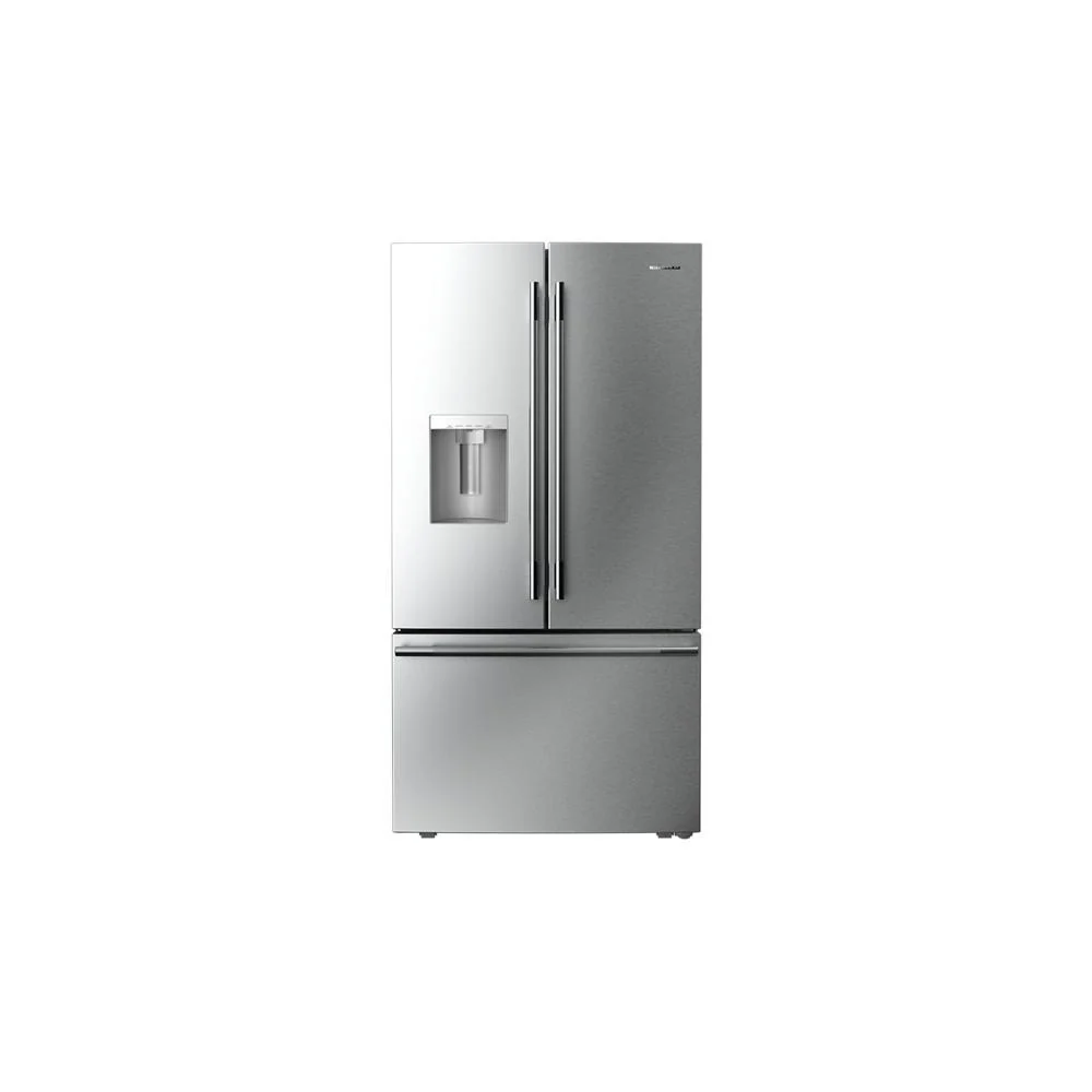 Prestigious 30 Cu. Ft. 36-Inch French Door Refrigerator with Exterior Water and Ice Dispenser and Wood-Look Sliding Tray in PrintShield® Finish Sophisticated