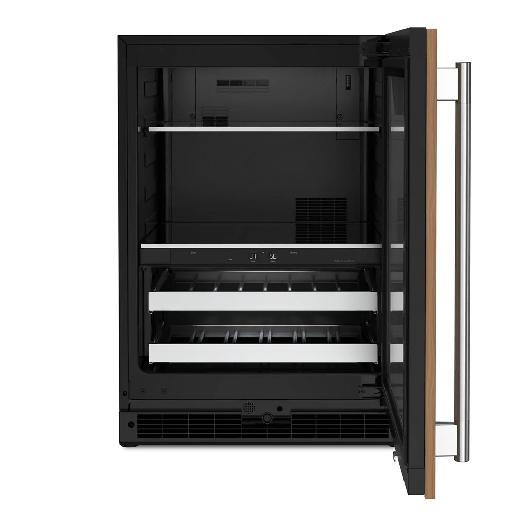 Relaxed 4.8 Cu. Ft. 24-Inch Panel-Ready Beverage Center with 14-Wine Bottle Capacity and Metal-Front Racks Certified