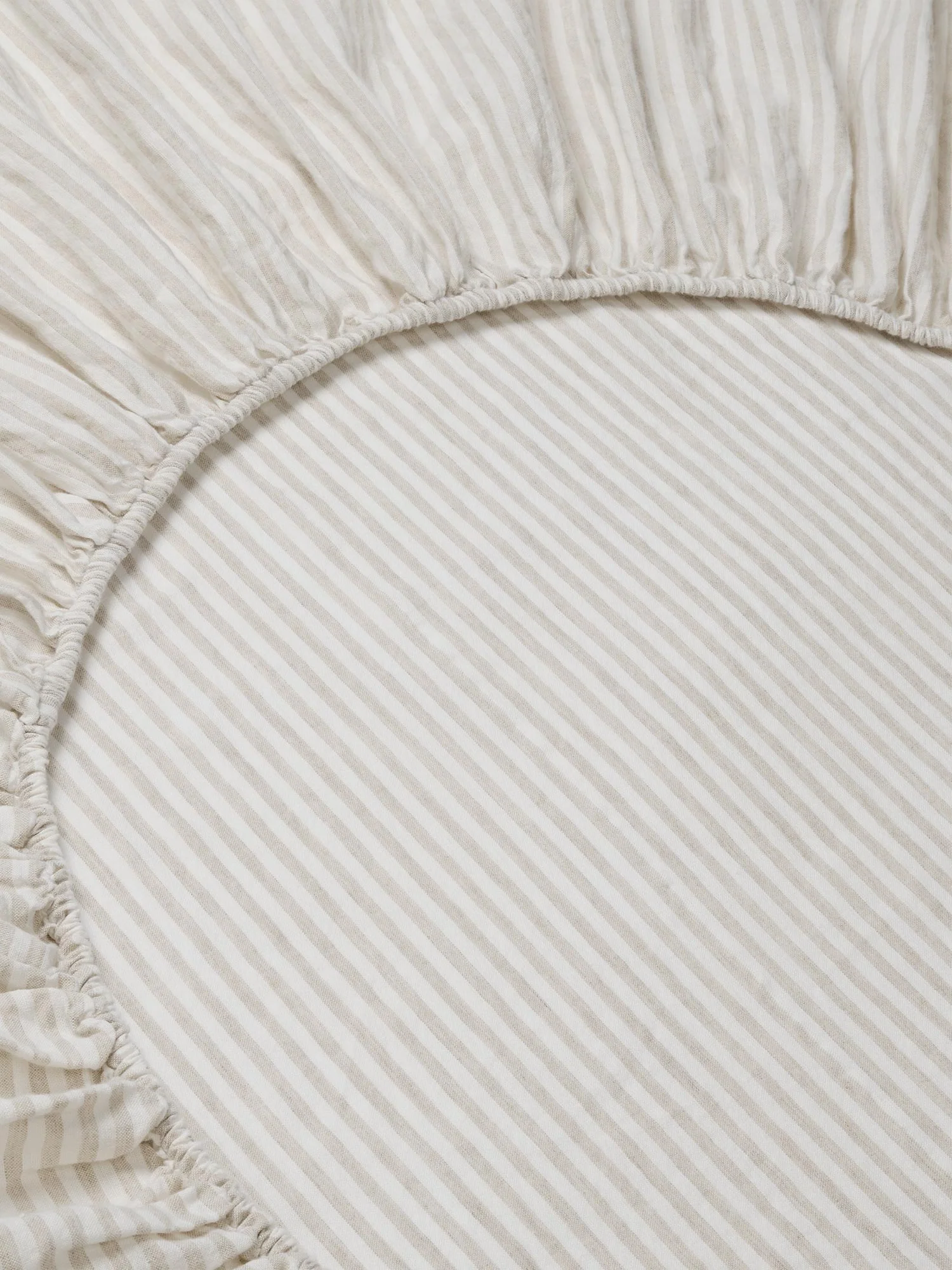 Detailed Oatmeal Stripe Linen Fitted Sheet Selected
