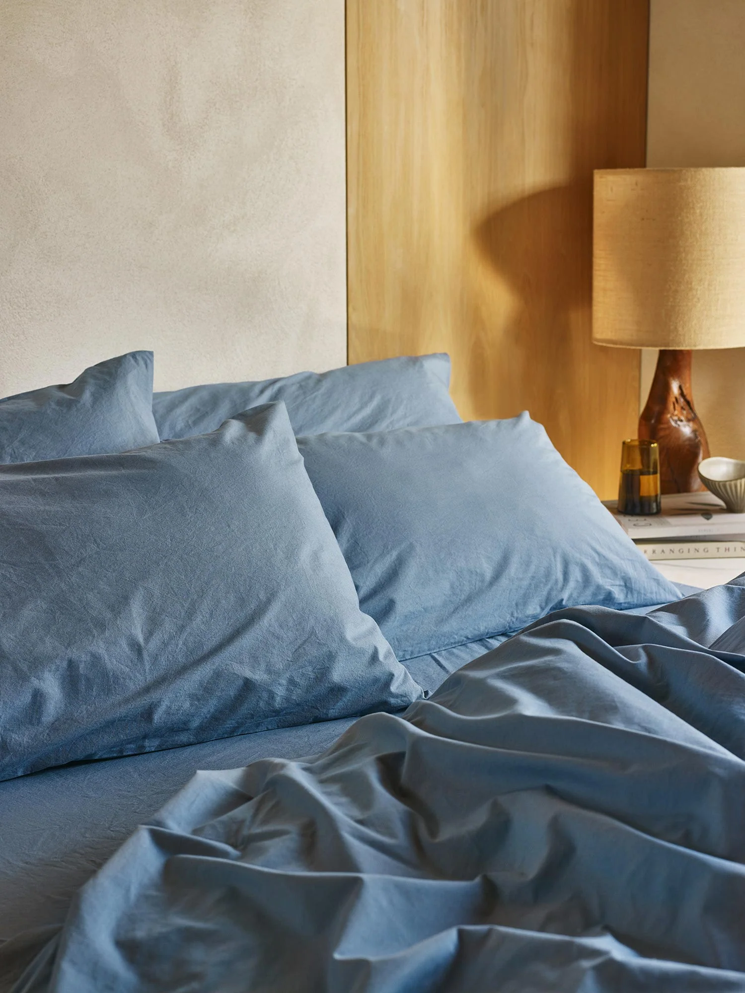Elegant Cove Blue Washed Cotton Percale Pillowcases Pair Trusted