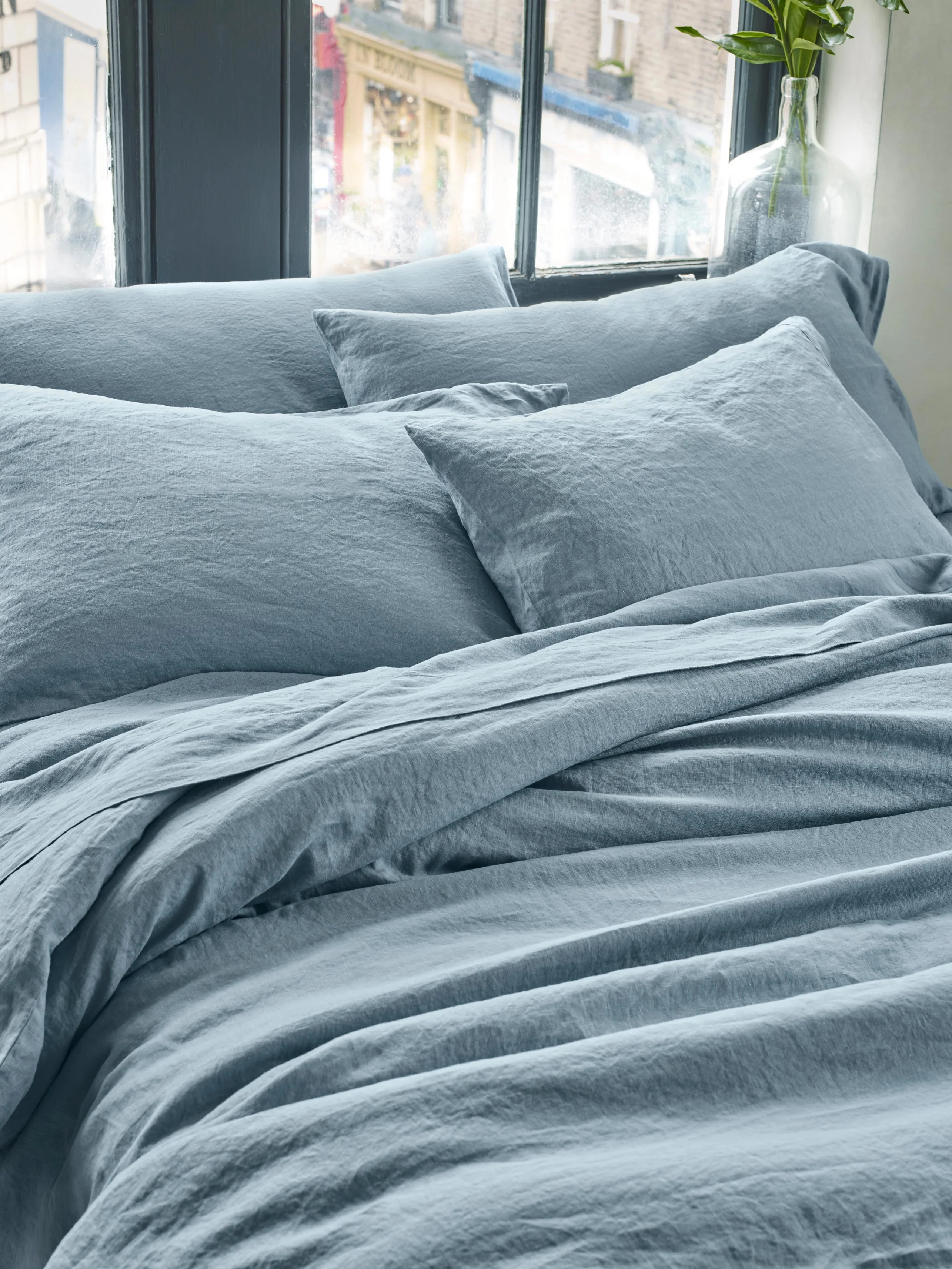 Genuine Dusk Blue Linen Pillowcases Pair Verified