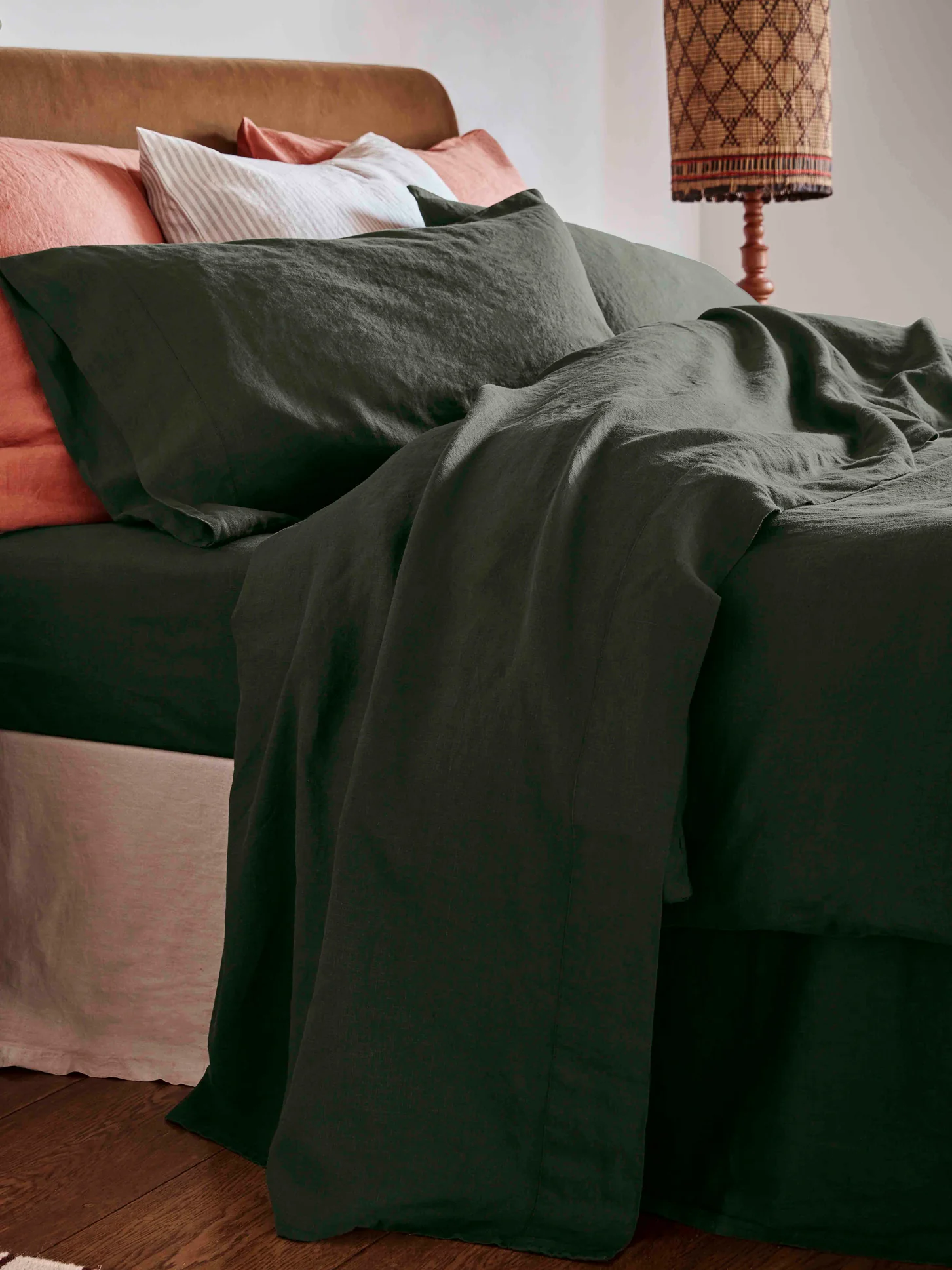 Effective Fern Green Linen Flat Sheet Original Design