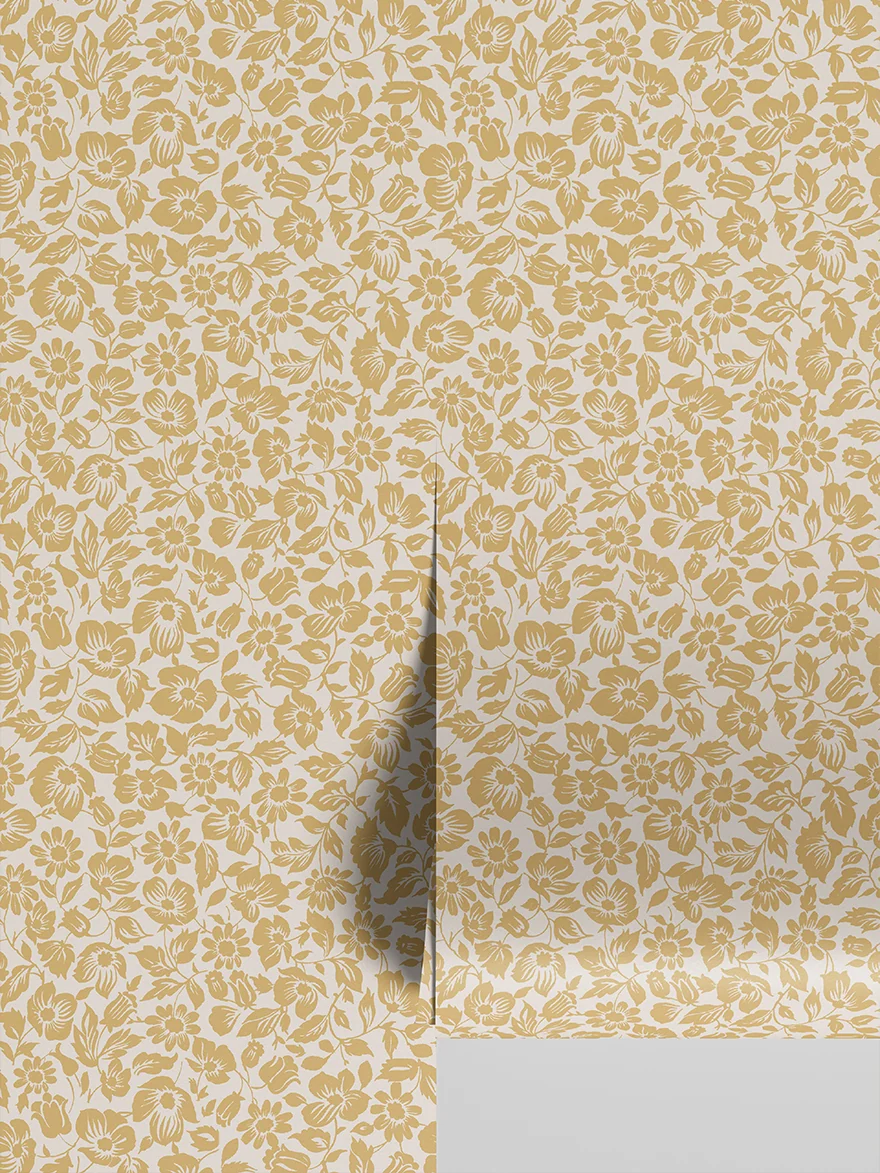 Trusted Butterscotch Meadow Floral Wallpaper Functional