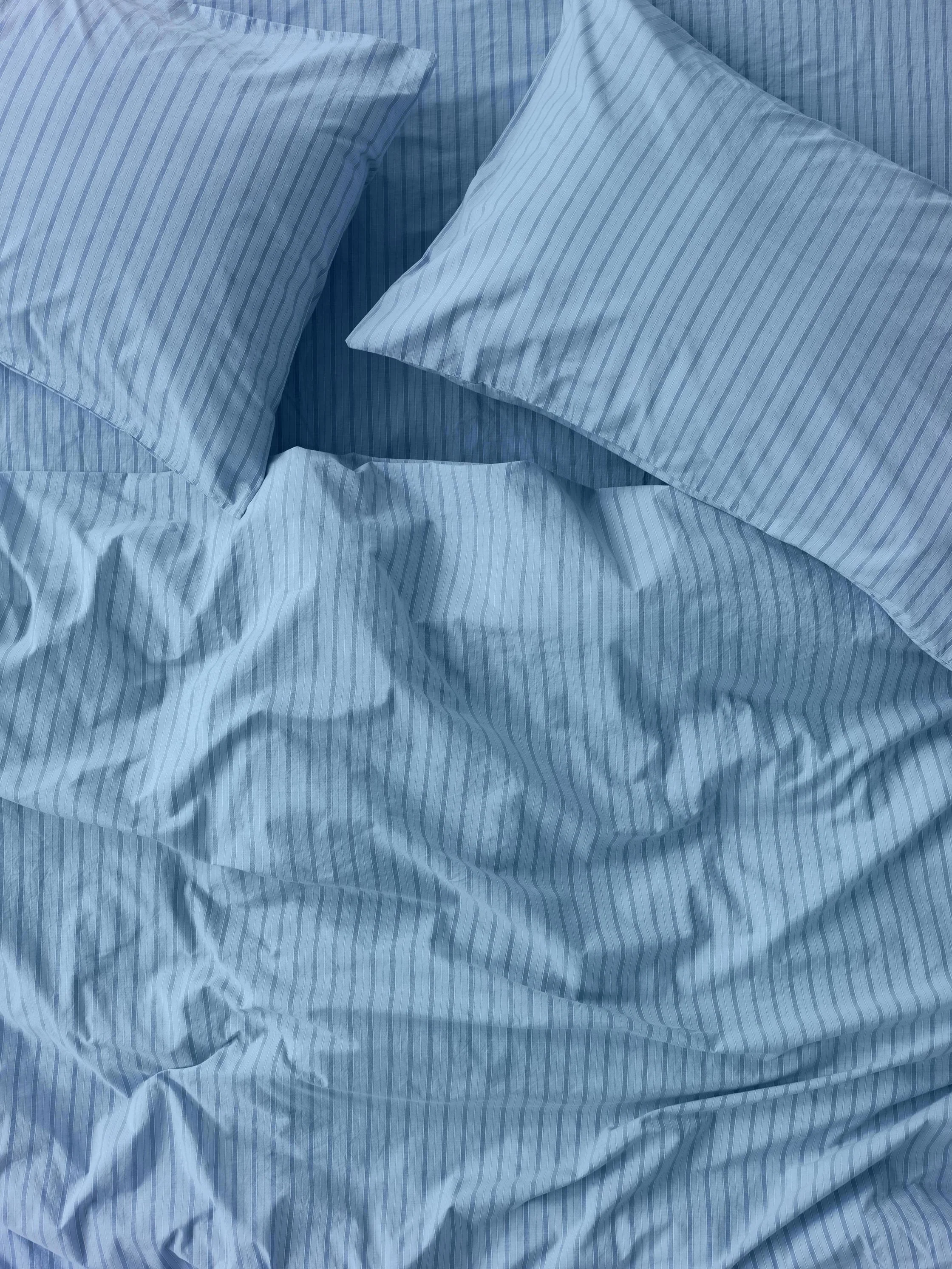 Fine Pale Blue Favourite Shirt Stripe Cotton Duvet Cover High-Grade
