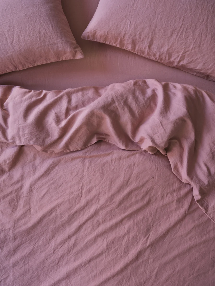 Exceptional Raspberry Linen Blend Duvet Cover Clean