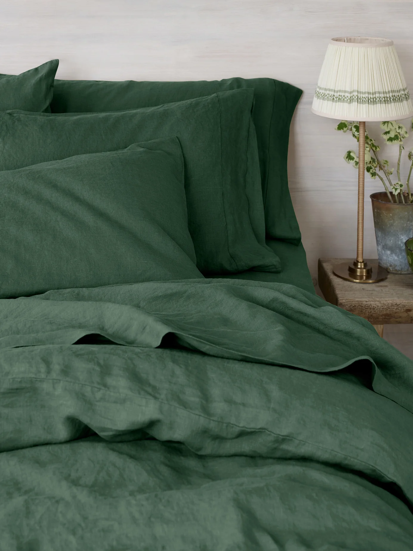 Verified Elm Green Linen Blend Pillowcases Pair Traditional