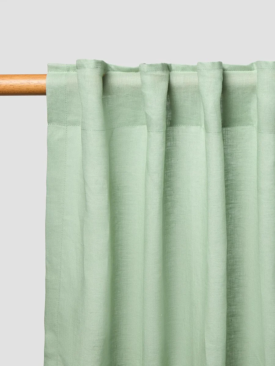 Prestigious Sage Green Linen Blend Curtain Pair Durable