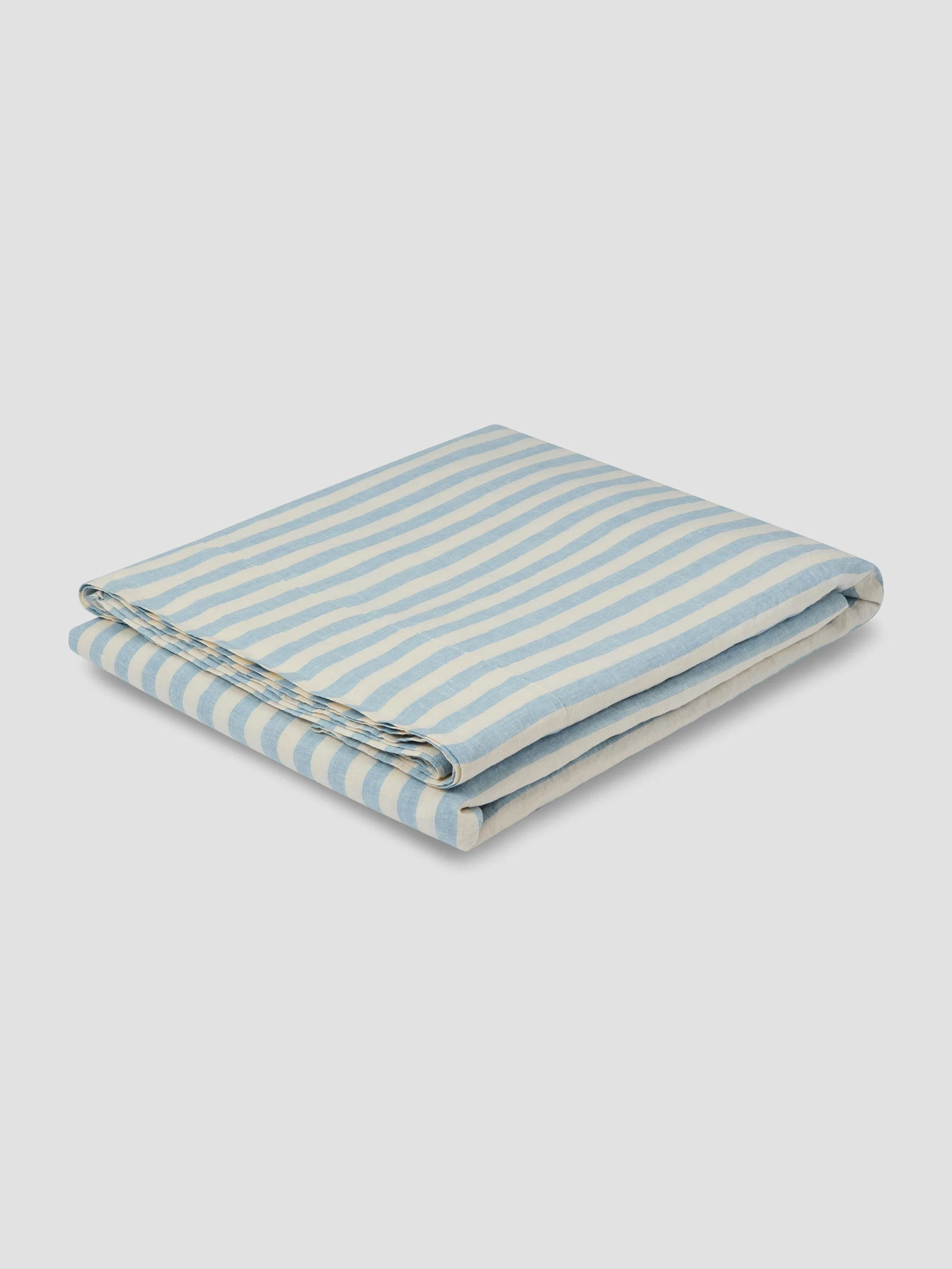 Responsible Coastal Blue Pembroke Stripe Linen Flat Sheet Exceptional
