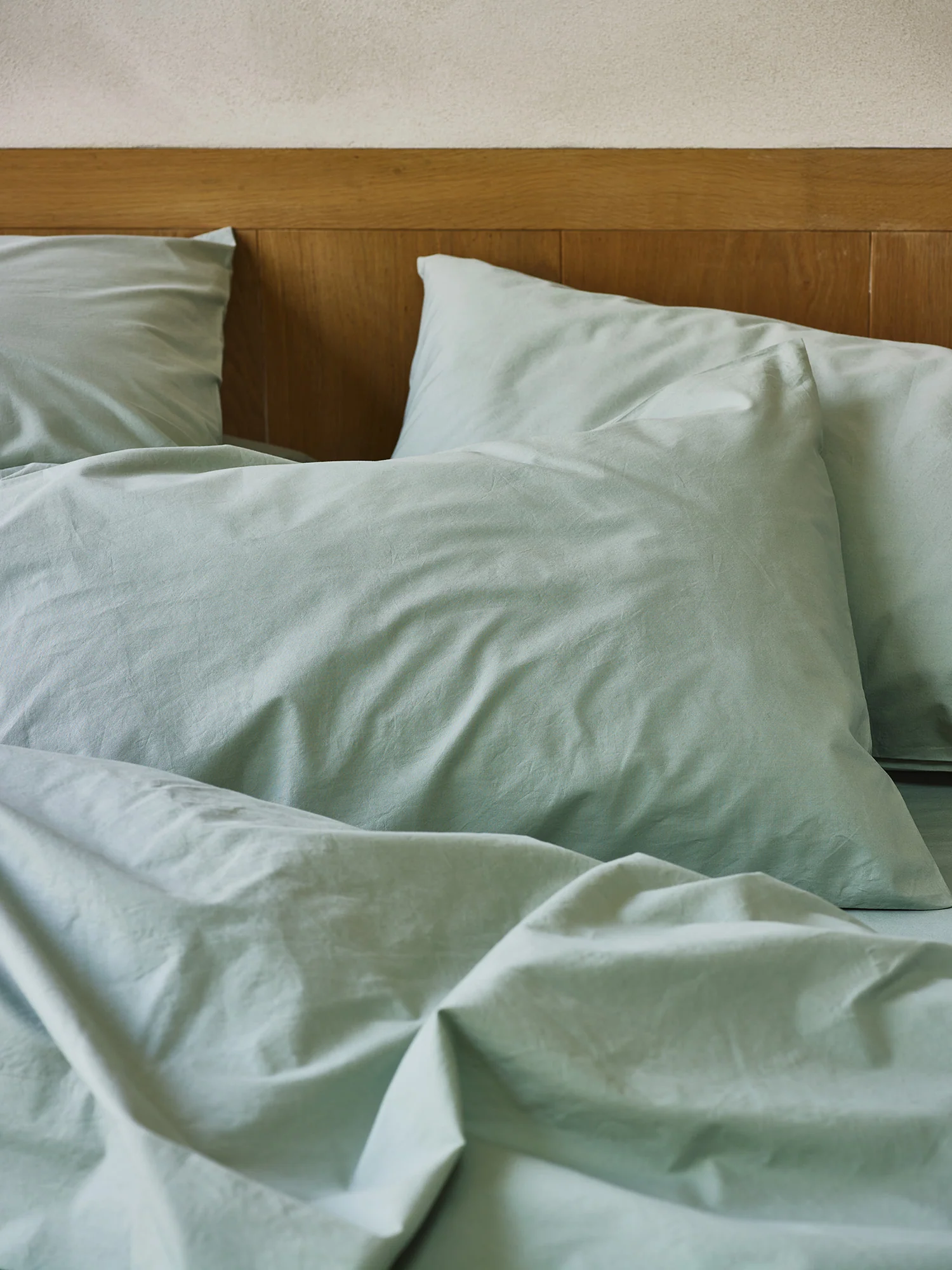 Reusable Mellow Green Washed Cotton Percale Pillowcases Pair Modern