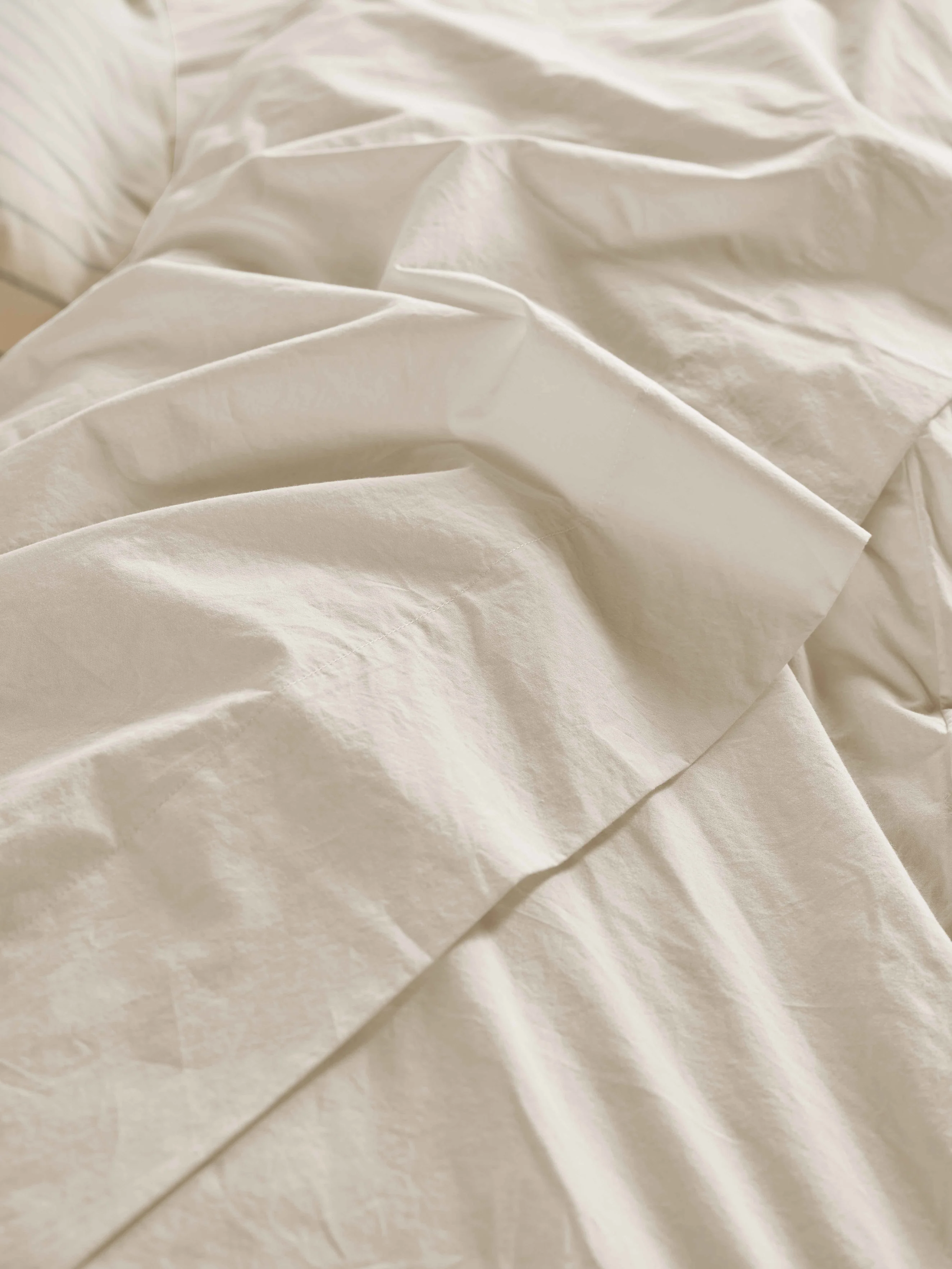Excellent Mindful Cream Washed Cotton Percale Flat Sheet Reusable