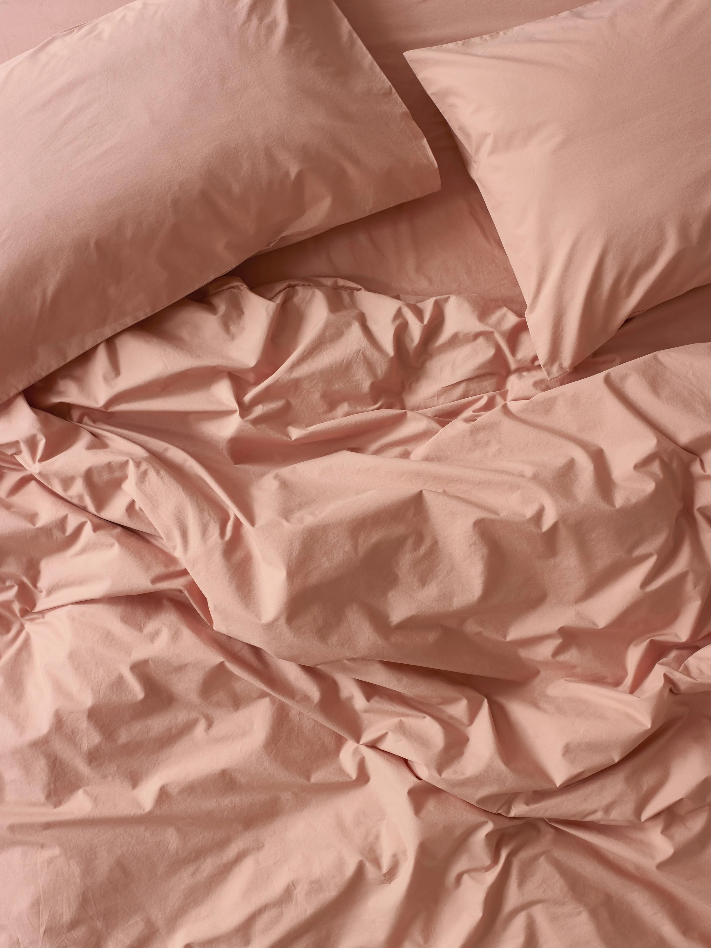 Elite Blush Pink Washed Cotton Percale Duvet Cover Safe