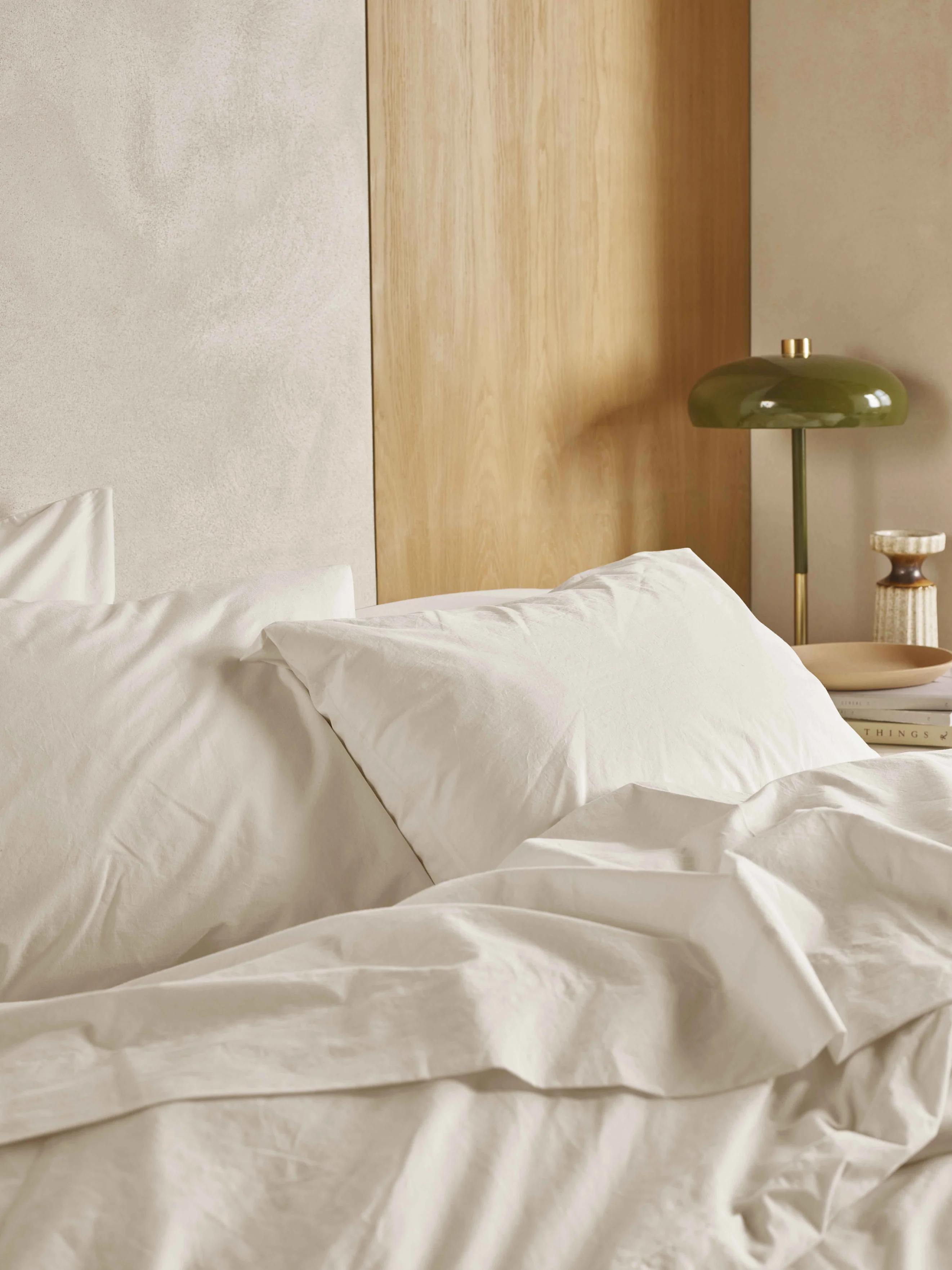 Pure Mindful Cream Washed Cotton Percale Pillowcases Pair Next-Generation