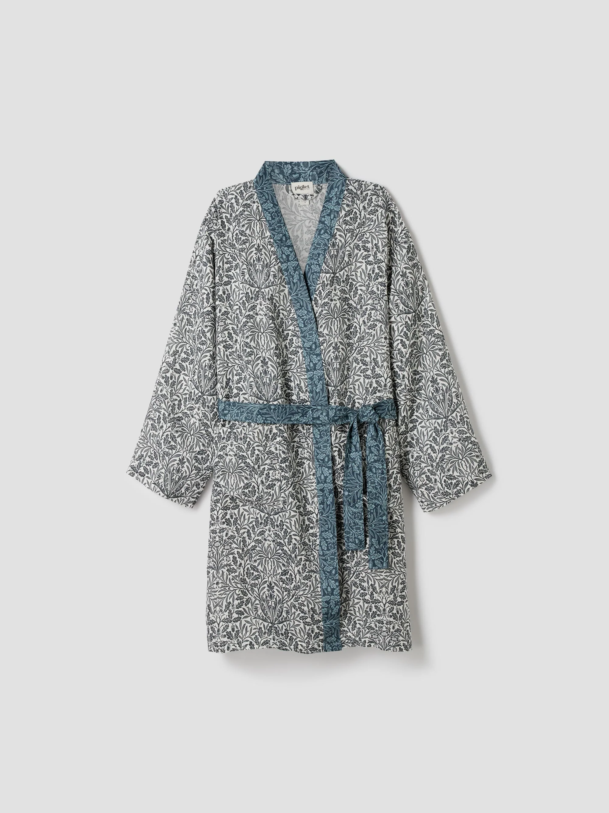 Trendy Ernest Blue Pure Acorn Linen Robe and Sleep Mask Versatile