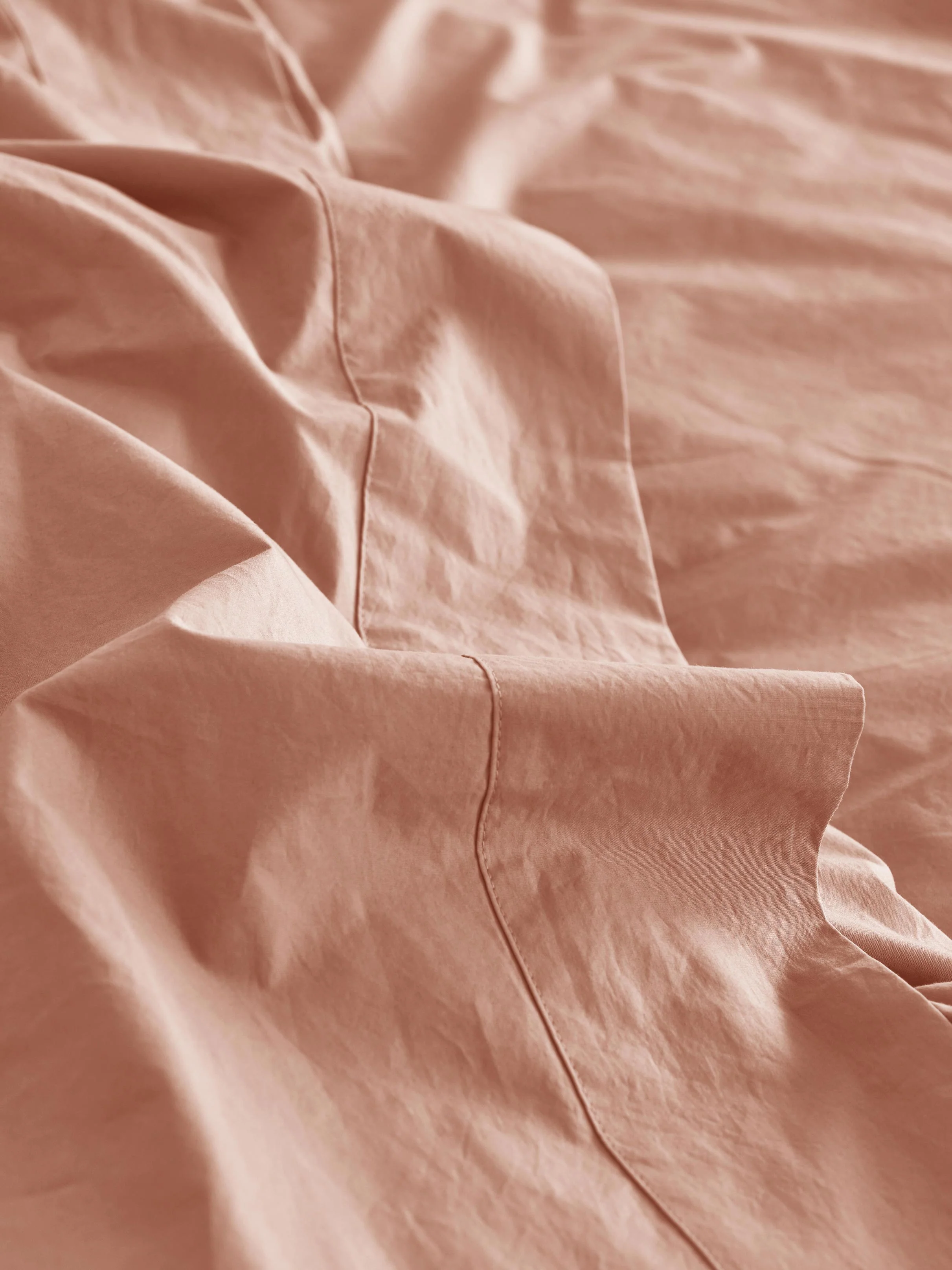 Next-Generation Blush Pink Washed Cotton Percale Flat Sheet Durable