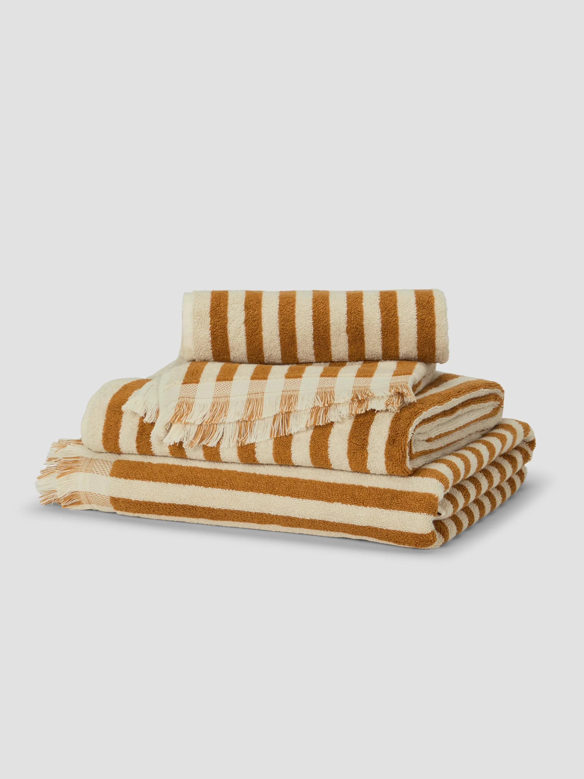 Responsible Russet Yellow Pembroke Stripe Cotton Towels Elegant