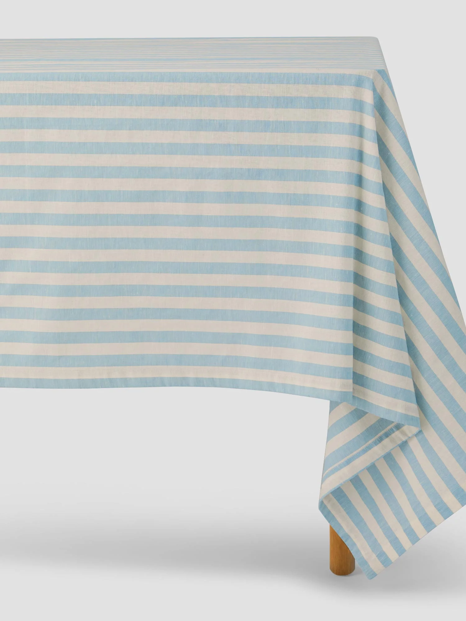 Authentic Coastal Blue Pembroke Stripe Linen Blend Tablecloth Next-Generation