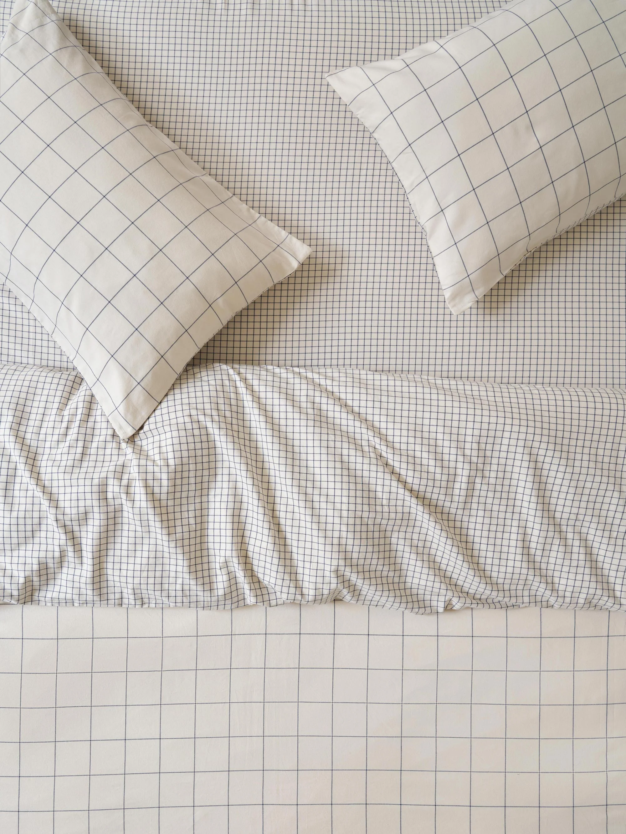 Prestigious Dream Blue Burlow Check Cotton Percale Duvet Cover Long-Lasting