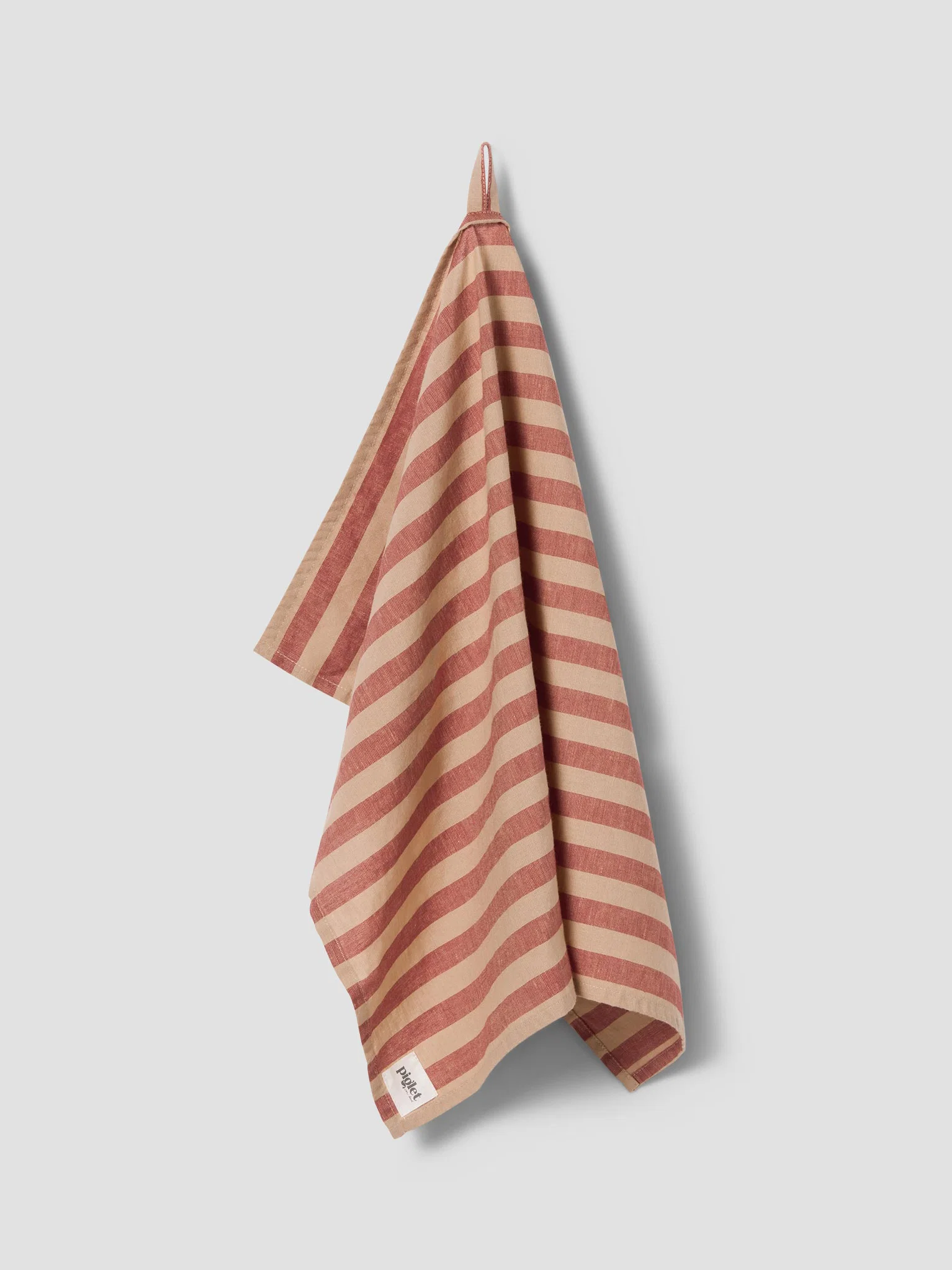 User-Friendly Sandstone Red Pembroke Stripe Linen Blend Tea Towel Smart